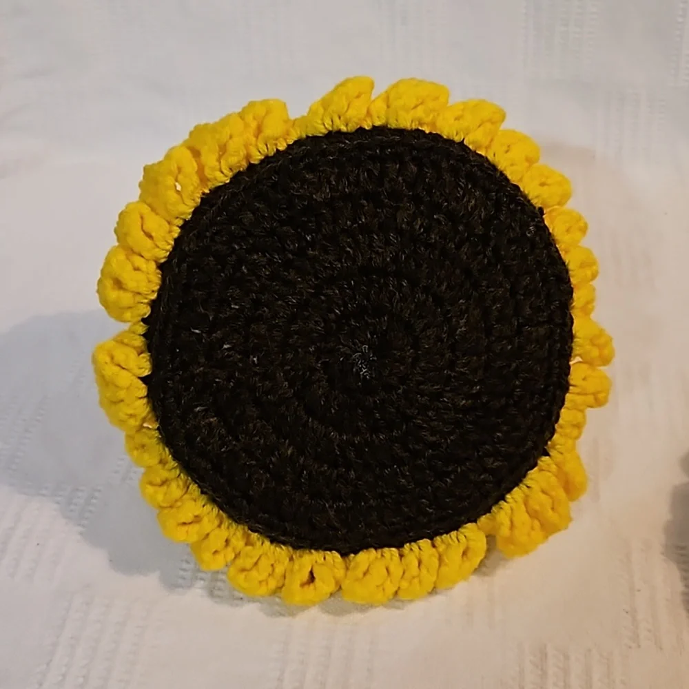 Vintage Crocheted Southern Belle with Bonnet Yellow and Brown Trinket Ho…